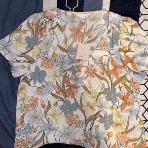 LC Lauren Conrad Pastel Floral Short Sleeve Top